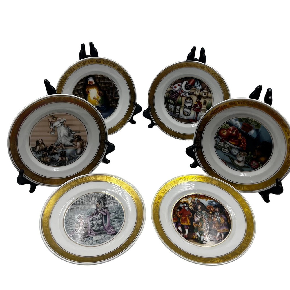 Copenhagen Hans Christian Anderson Fairytale Porcelain Plates Set 6 W Boxes